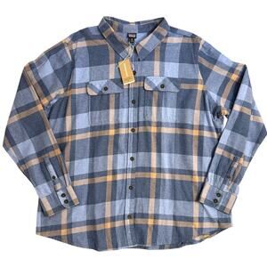 Patagonia Organic Cotton Midweight Fjord Flannel Shirt Comstock Blue Women's XXL